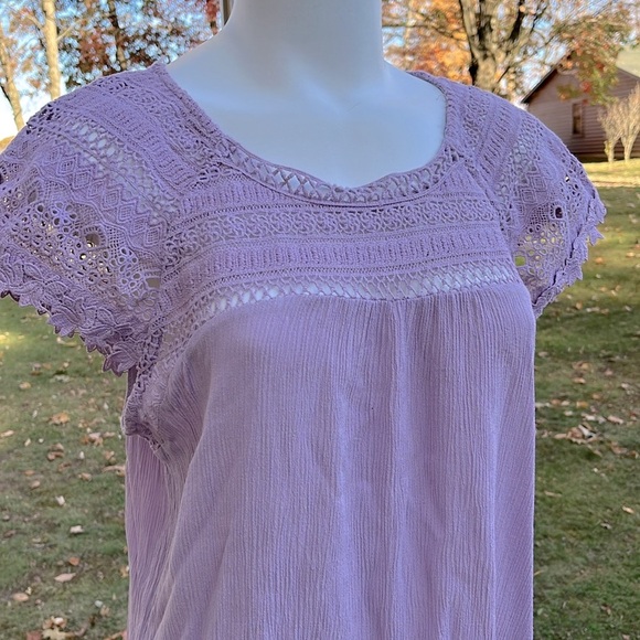 Maurices lilac lace boho blouse L-XL - Picture 4 of 12